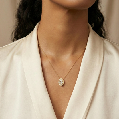 Marquise cut halo pendant