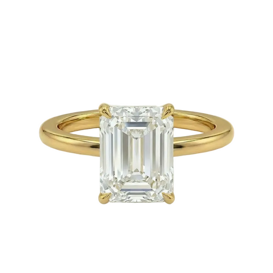 Emerald cut solitaire ring