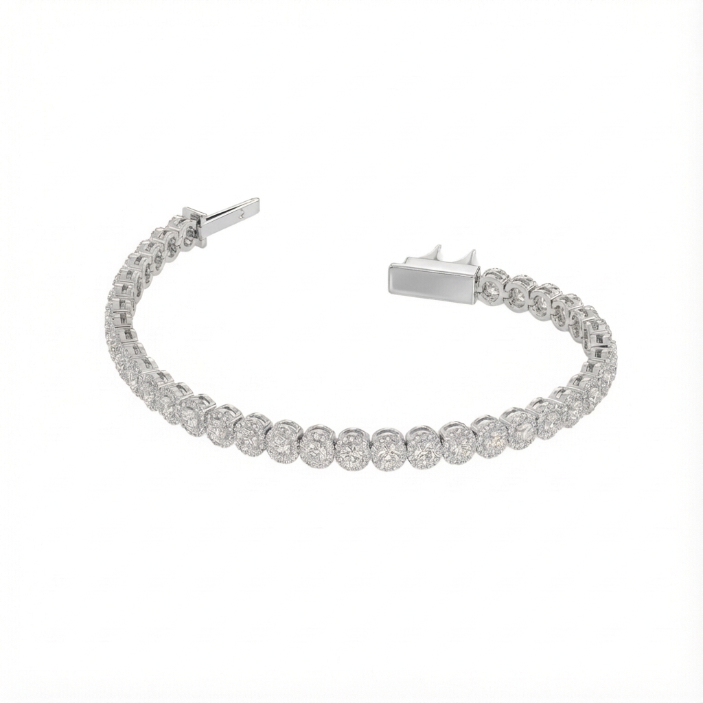 Round halo tennis bracelet