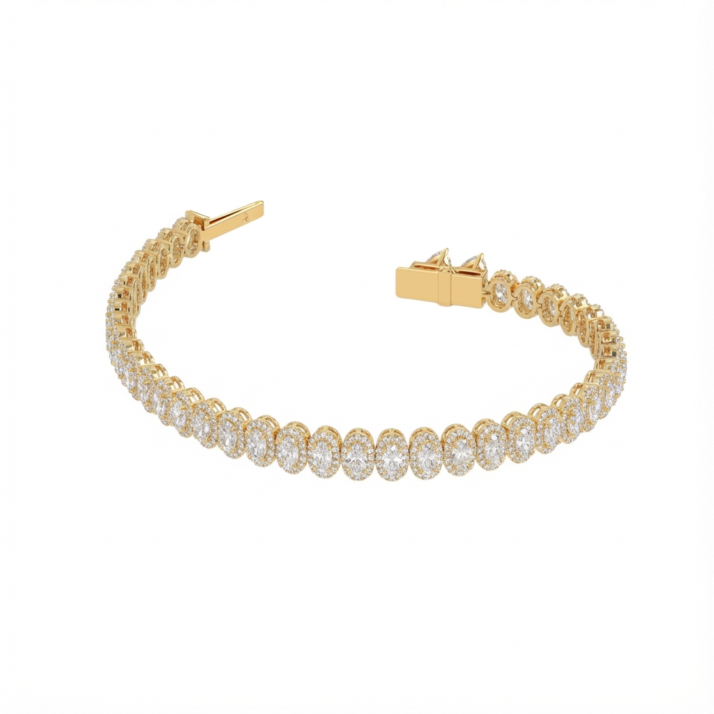 Oval halo tennis bracelet