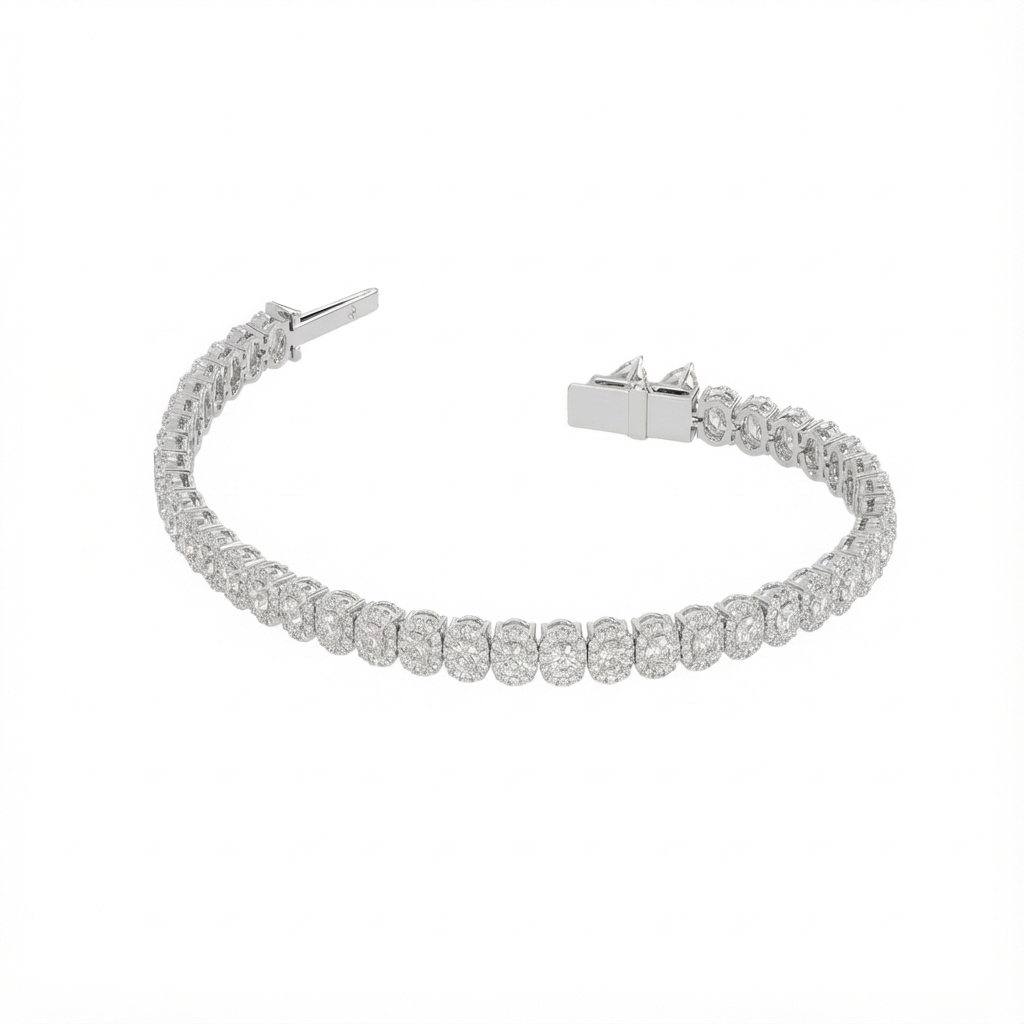 Oval halo tennis bracelet