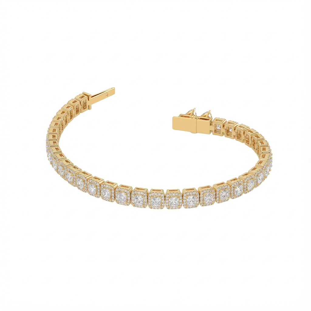 Princess halo tennis bracelet