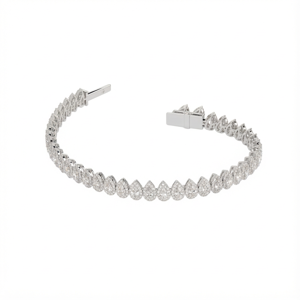 Pear  halo tennis bracelet