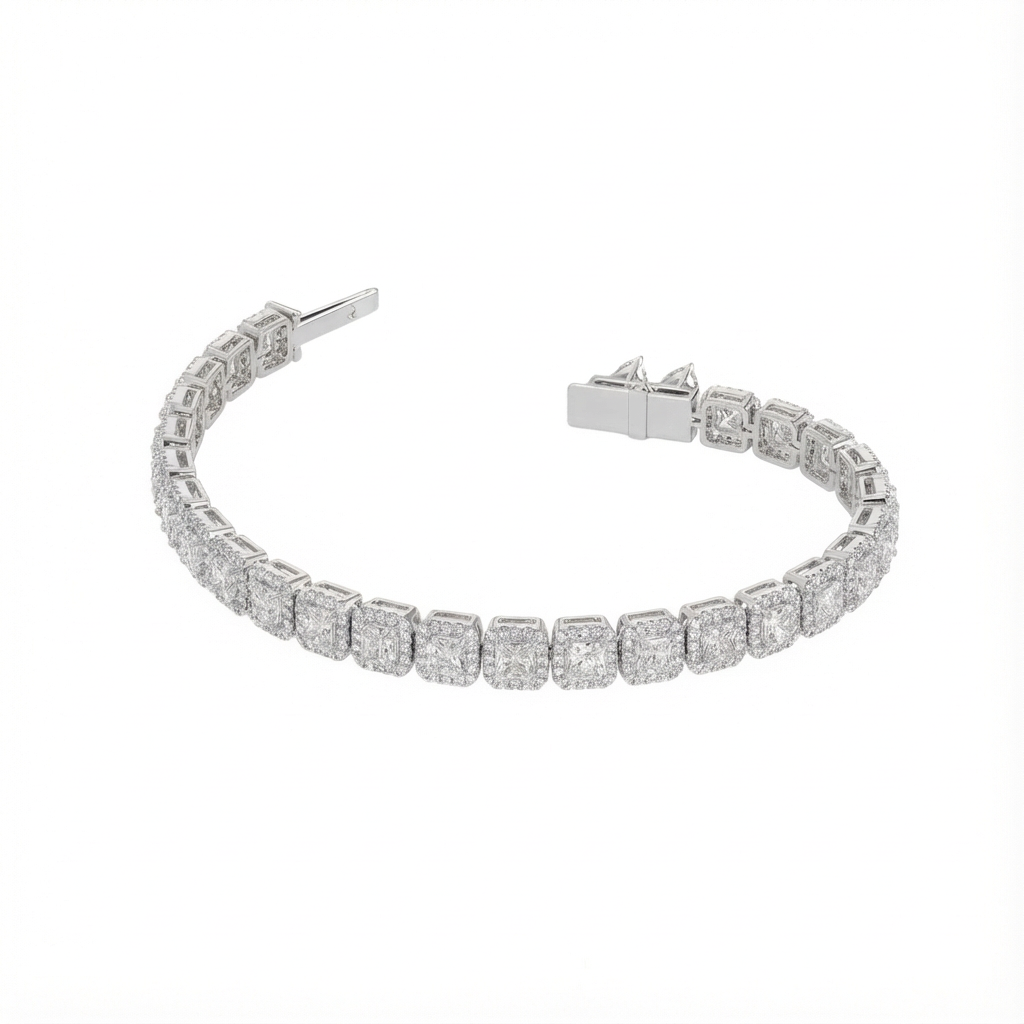 Cushion halo tennis bracelet
