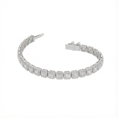 Cushion halo tennis bracelet
