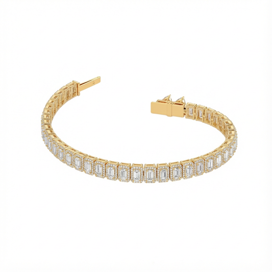 Emerald halo tennis bracelet