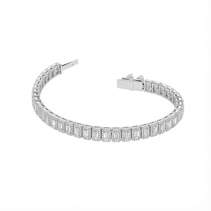 Emerald halo tennis bracelet