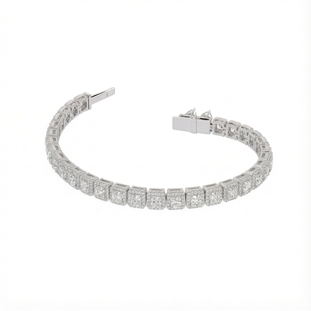 Radiant halo tennis bracelet