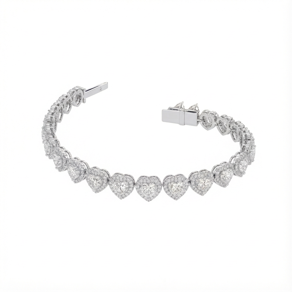 Heart halo tennis bracelet