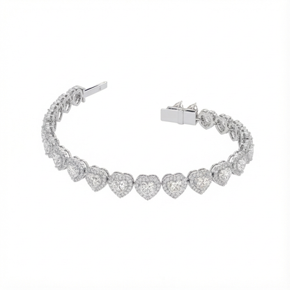 Heart halo tennis bracelet