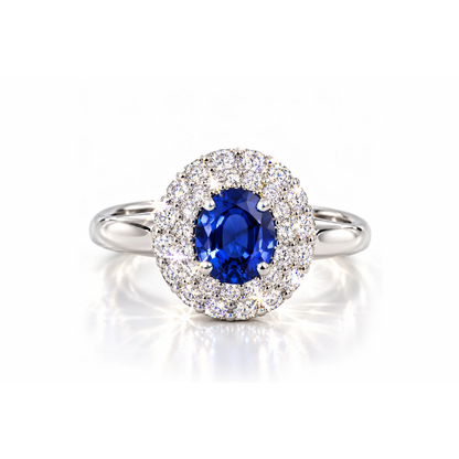 oval sapphire halo ring