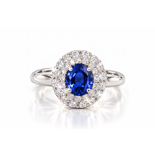 oval sapphire halo ring