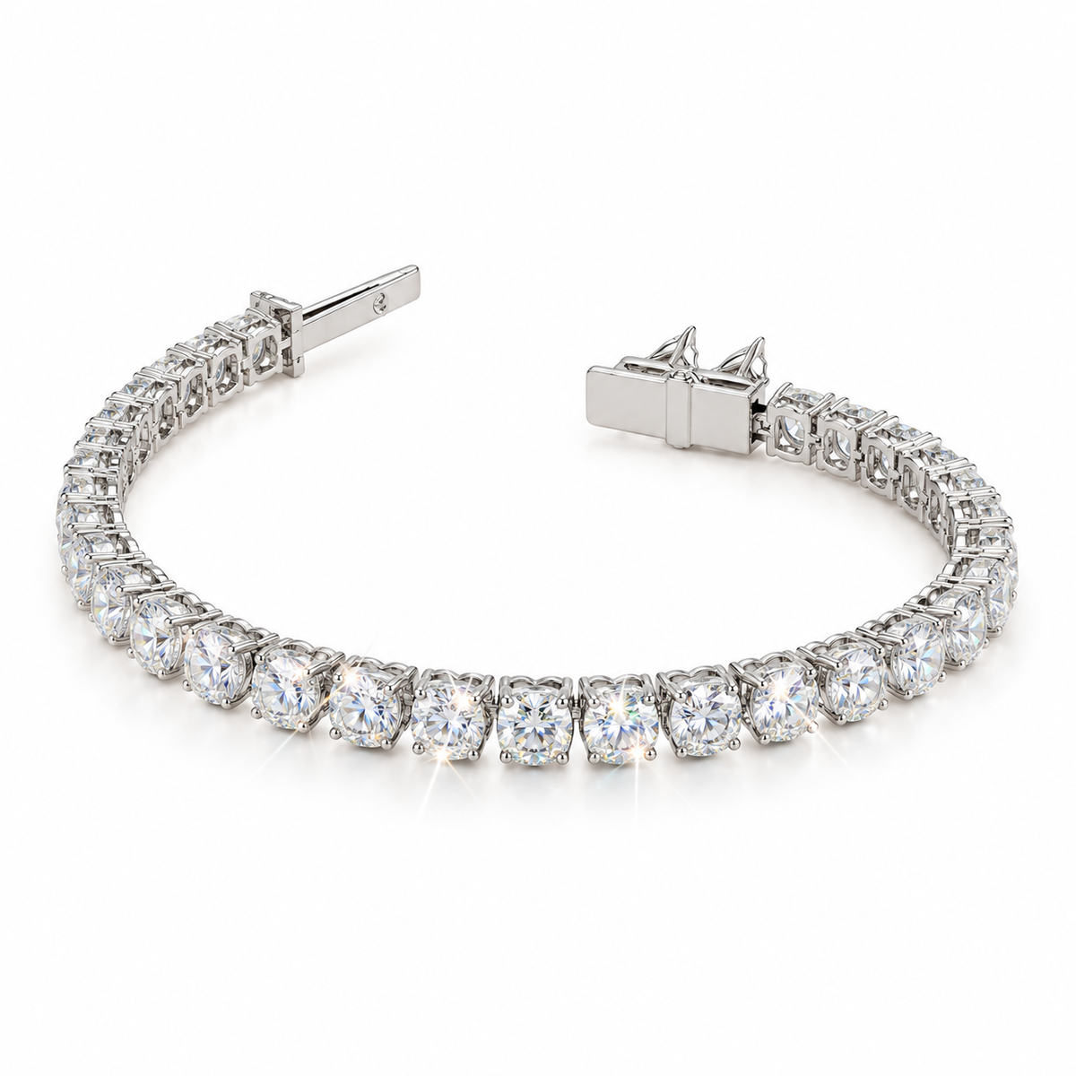 Pulsera de tenis con diamantes talla cojín