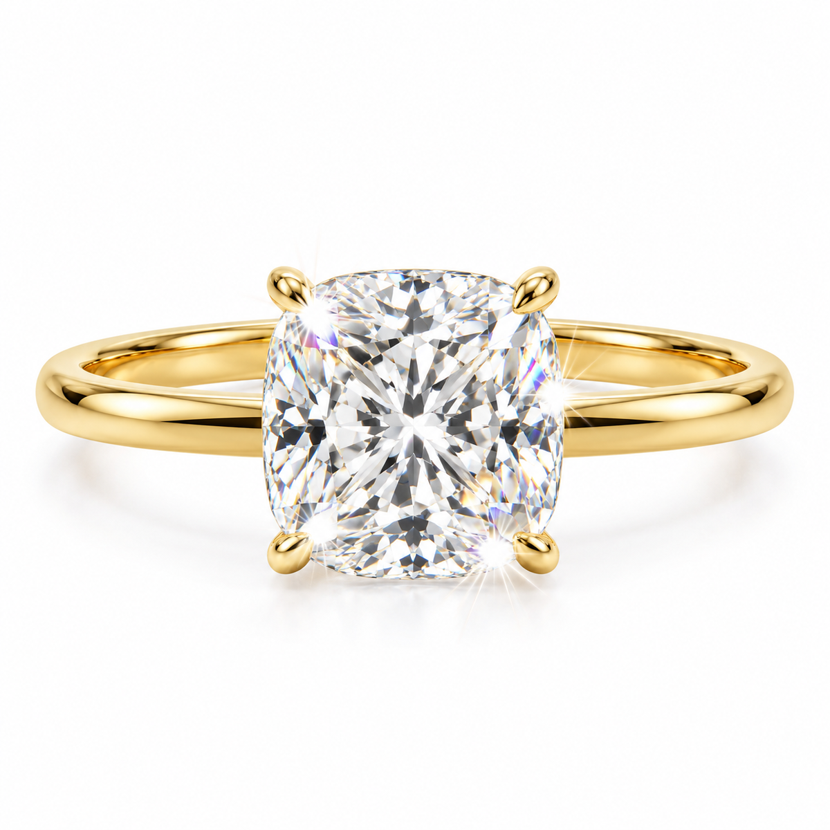 Cushion cut solitaire ring