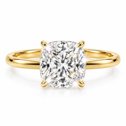 Cushion cut solitaire ring