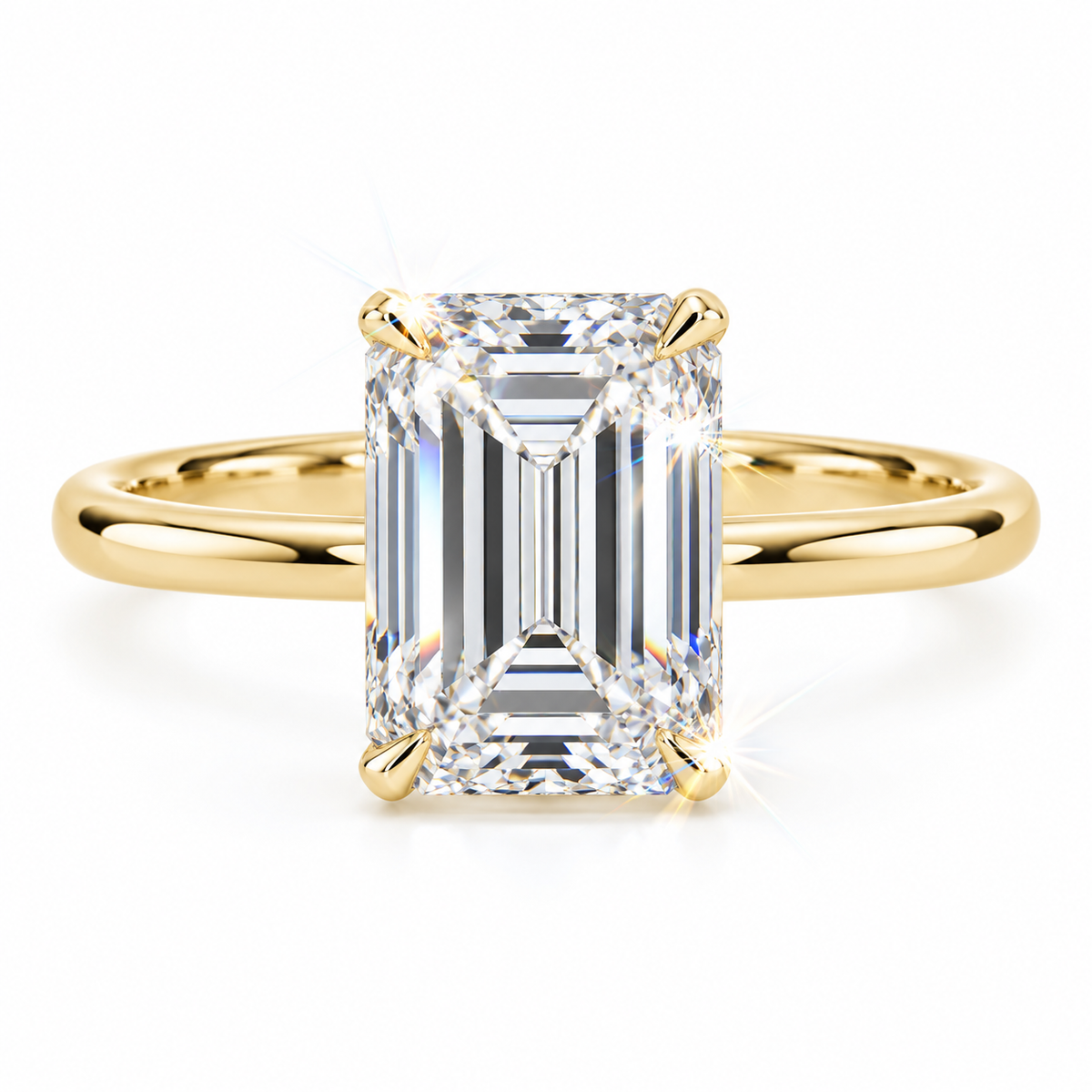 Anillo solitario de corte esmeralda