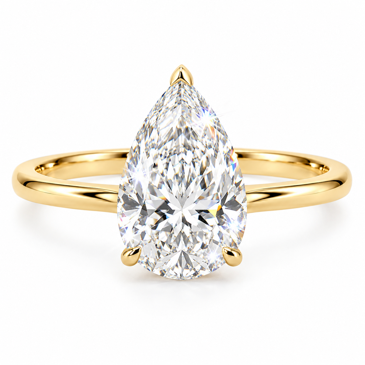 Anillo solitario talla pera