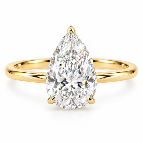 Anillo solitario talla pera