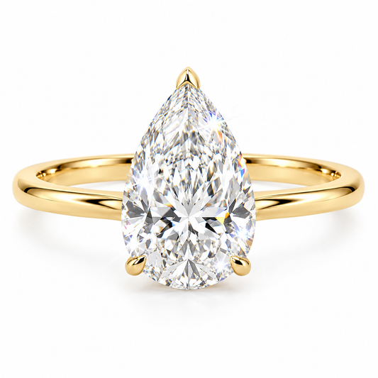 Anillo solitario talla pera