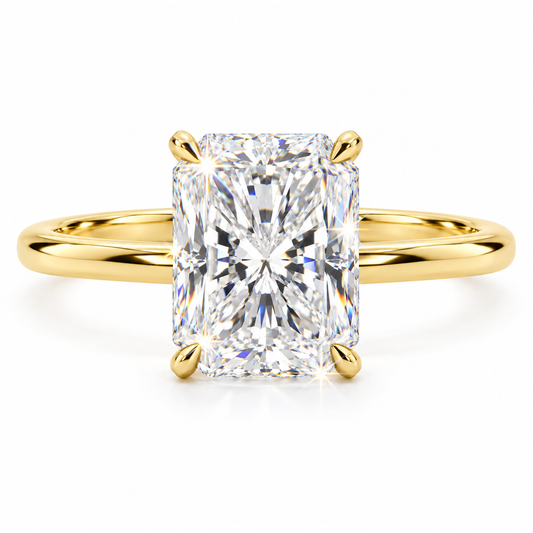 Anillo solitario de talla radiante