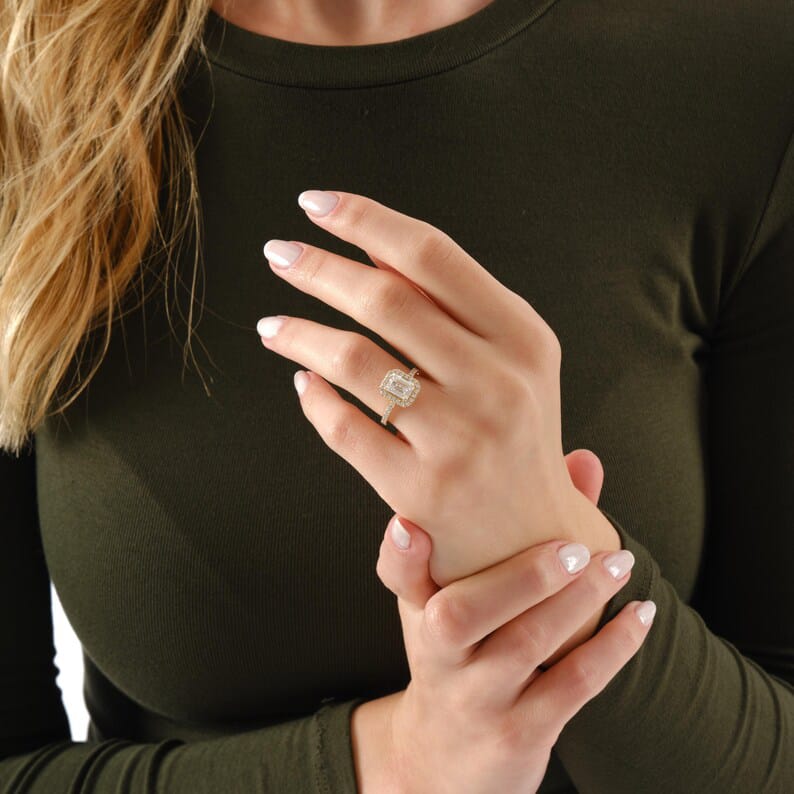 Emerald Halo Pavé Ring