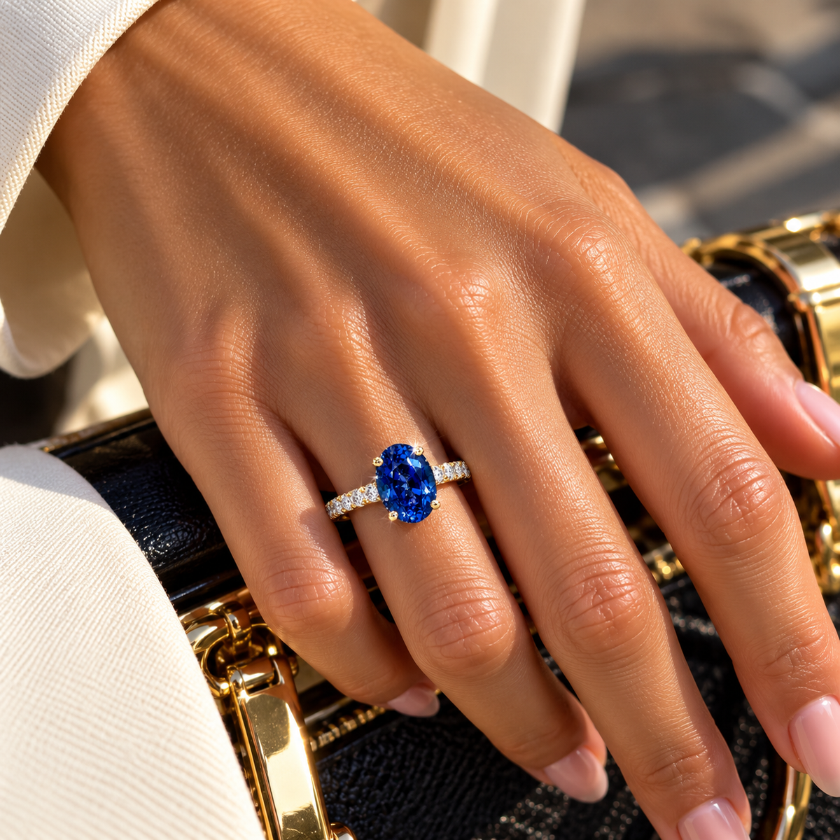 Oval Sapphire Pavé Ring