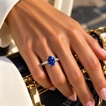 Oval Sapphire Pavé Ring
