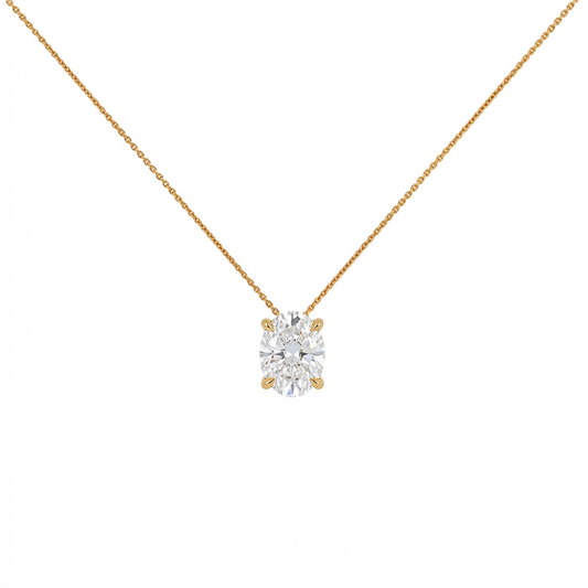 Oval shape solitaire pendant