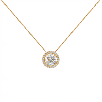 Round cut halo pendant