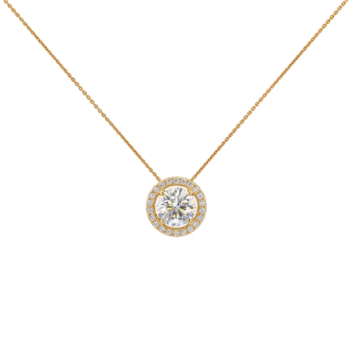 Round cut halo pendant