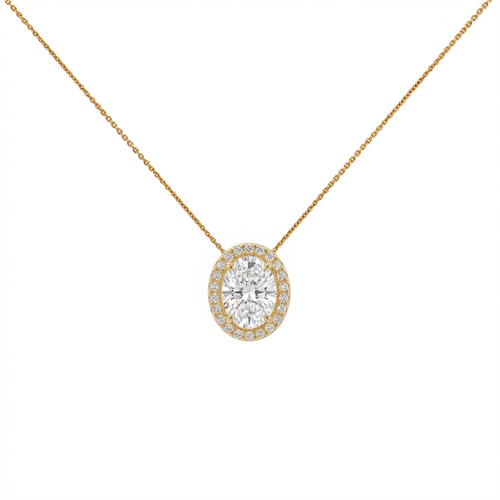 Oval cut halo pendant