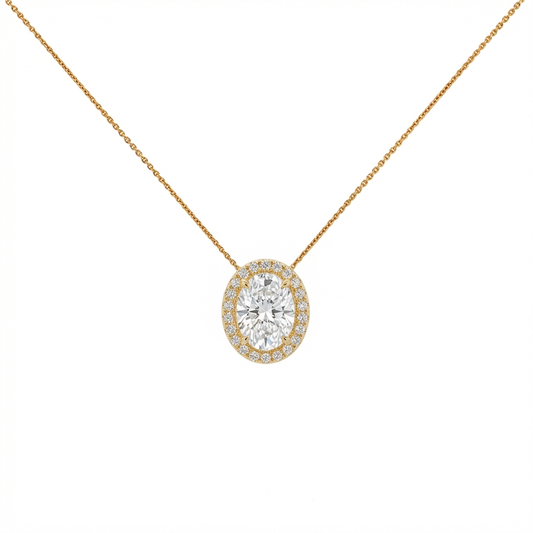 Oval cut halo pendant