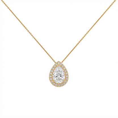Pear cut halo pendant