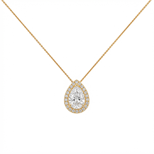 Pear cut halo pendant