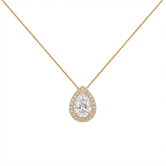 Pear cut halo pendant