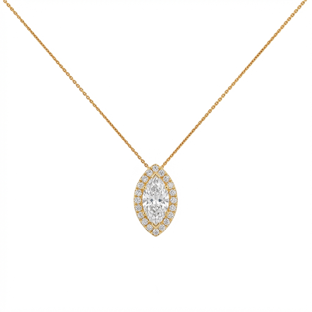 Marquise cut halo pendant