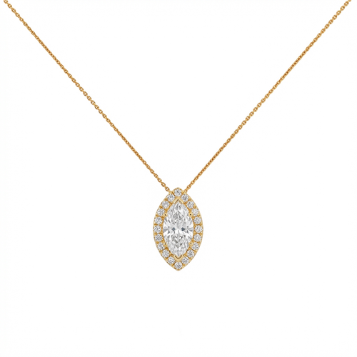 Marquise cut halo pendant