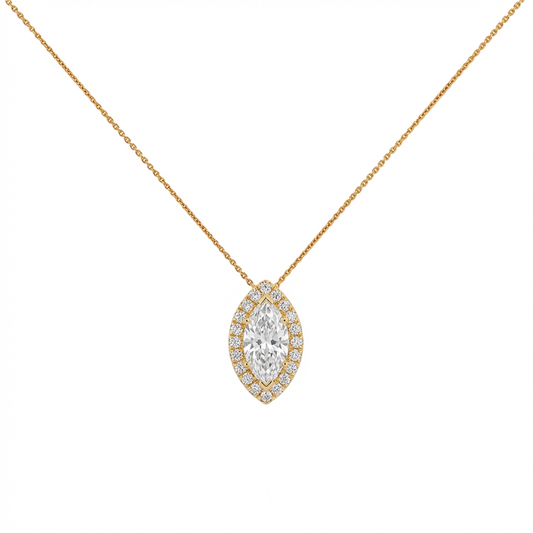 Marquise cut halo pendant