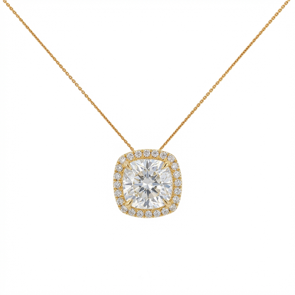 Cushion cut halo pendant