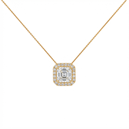 Asscher cut halo pendant