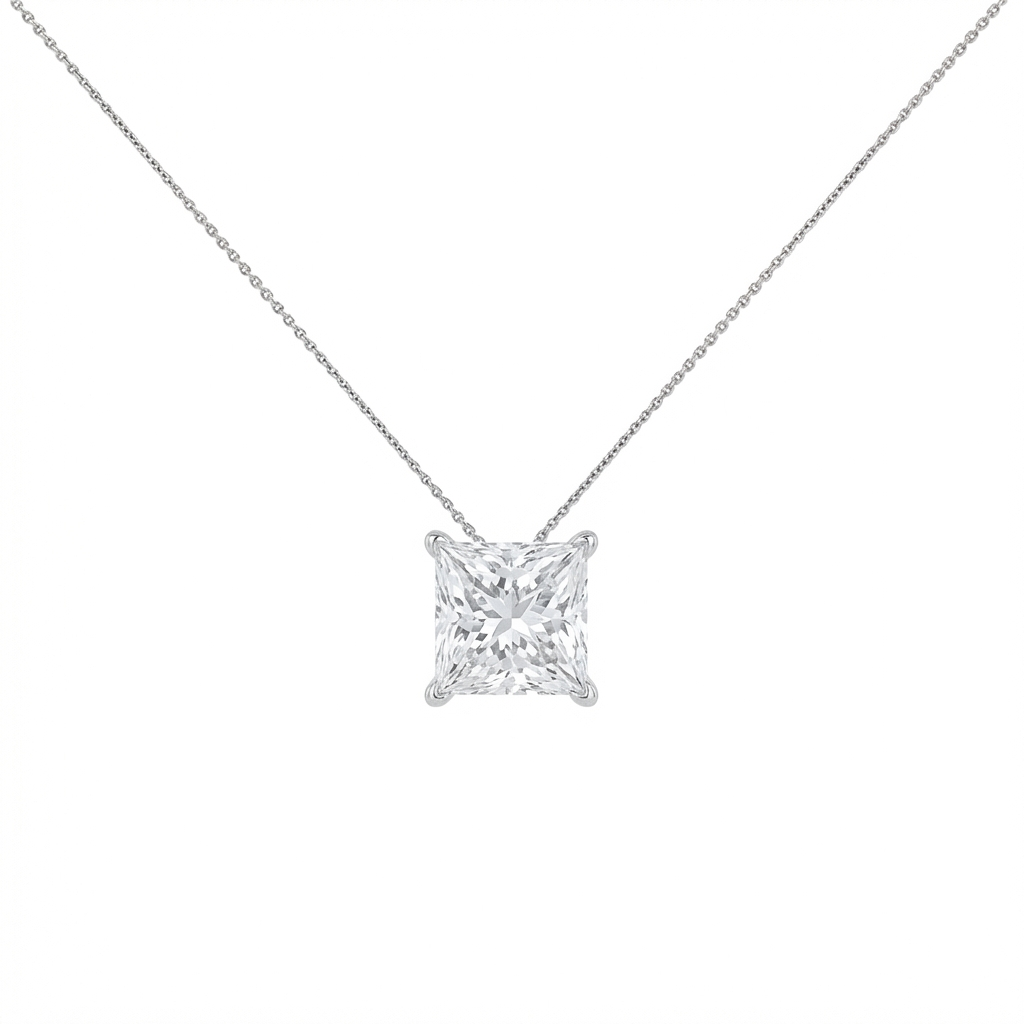 Princess shape solitaire pendant