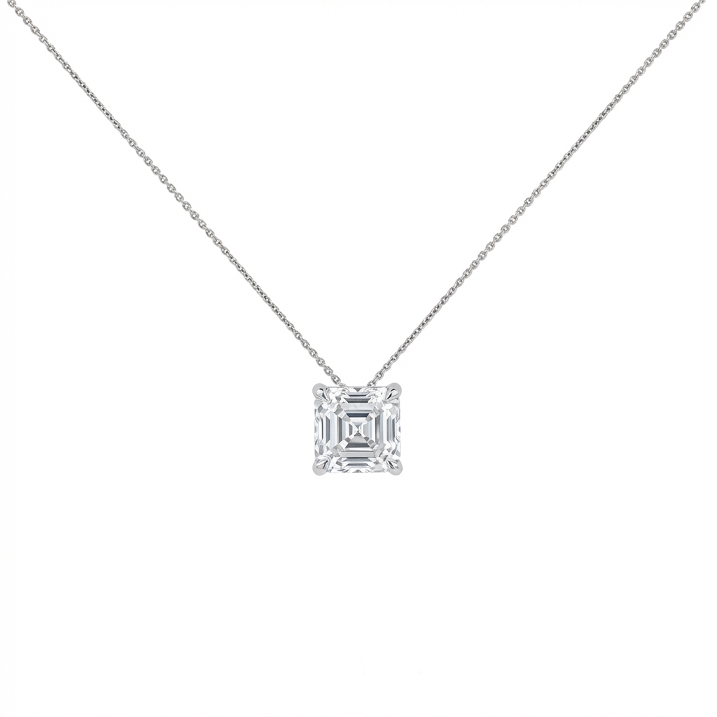 Asscher shape solitaire pendant