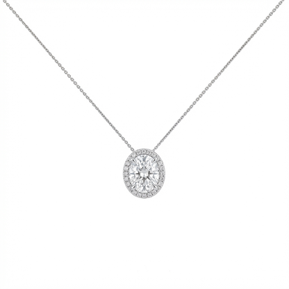 Oval cut halo pendant