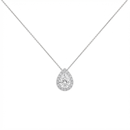 Pear cut halo pendant