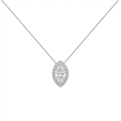 Marquise cut halo pendant