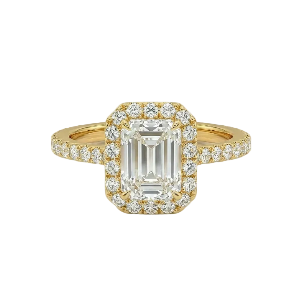 Emerald Halo Pavé Ring