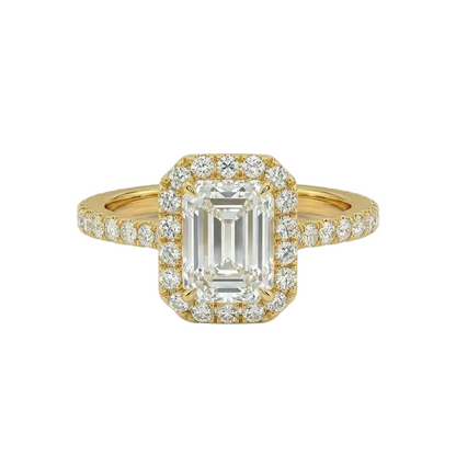 Emerald Halo Pavé Ring