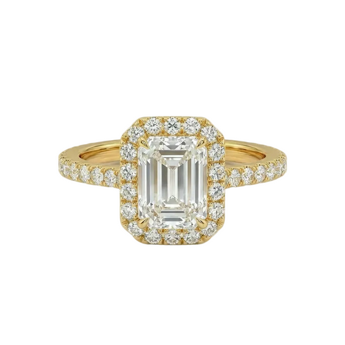 Emerald Halo Pavé Ring
