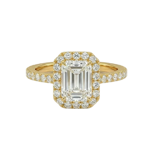 Emerald Halo Pavé Ring