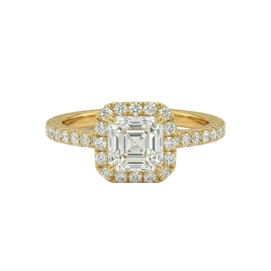 Asscher Halo Pavé Ring